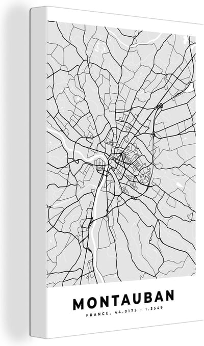 Canvas Schilderij Frankrijk - Montauban - Stadskaart - Plattegrond - Kaart - 20x30 cm - Wanddecoratie