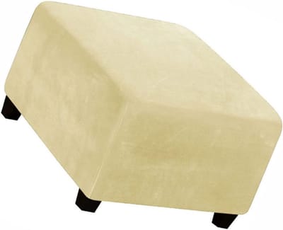 Echt fluwelen pluche poefhoes voor woonkamer Opvouwbare opbergkruk Meubelbeschermer Zachte rechthoekige hoes met elastische bodem Vierkante voetenbankhoezen (Color : Beige, Size : 33-45cm)