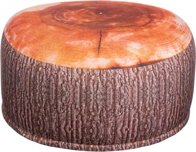 Poef zitpoef zitzak voor binnen en buiten opblaasbaar - boomstamdesign - 55 x 25 cm - bruin