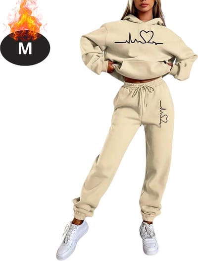 Nivard Joggingpak - Huispak - Volwassenen - Trainingspak - Comfortabel - Joggingsbroek - Tracksuit - Dames - Winter - Abrikoos - M