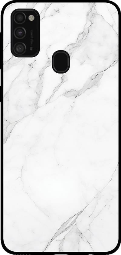 Smartphonica Telefoonhoesje voor Samsung Galaxy M21 met marmer opdruk - TPU backcover case marble design - Wit geschikt voor Samsung Galaxy M21