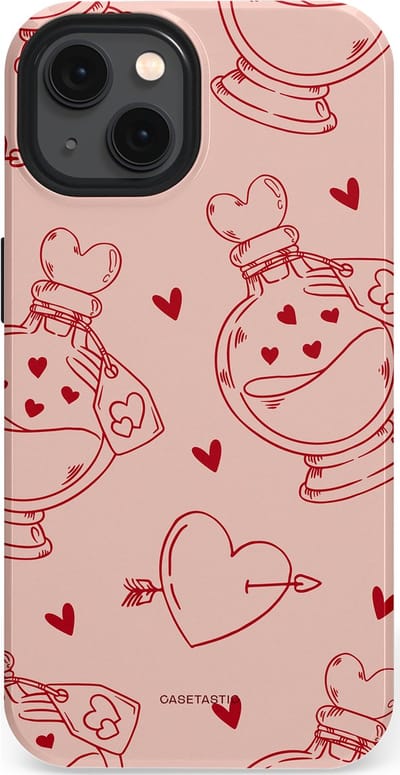 Casetastic Hoesje Geschikt voor Apple iPhone 13 Magsafe - Stijlvolle Beschermende Duo-layer Case - Zoete Liefdesflirt - Roze Rood - Pafrum - Love You - Valentijn