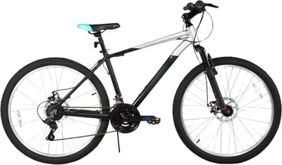 Mountainbike – Voor heren en studenten – 18 versnellingen, voor- en achterschijfremmen, verende vork – 66 cm / 70 cm wielen, zwart, aluminium frame