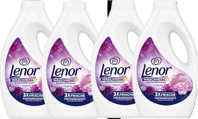 4 x Lenor Vloeibaar Wasmiddel - Color Amethyst Bloemendroom- 4 x 20 Wasbeurten