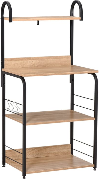HOMCOM Keukenopbergplank - E1-klasse spaanplaat - 60x40x125cm - Natuurlijk hout
