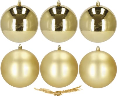 Springos Kerstballen | 6 Stuks | 10 cm | Goud