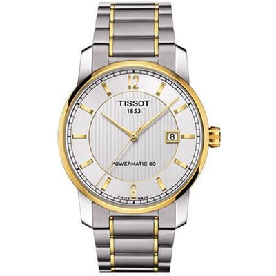 Tissot Titanium Serie Automatisch Mechanisch Uurwerk Zakelijke Stijl 18K Gouden Horloge 40mm Gele Wijzerplaat Titanium Kast Titanium Armband T087.407.55.037.00 Medium Gold white