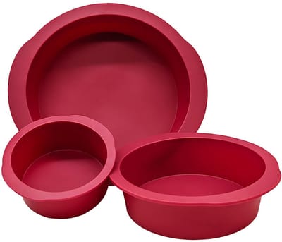 JHUBERS- Siliconen Bakvorm Set - 3 Stuks Ronde Bakvormen - Antiaanbaklaag - Hittebestendig - Flexibel - BPA-vrij - 10/15/20 cm