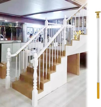 Metalen Balusters - Trapleuningpalen Reling - Trap Beveiligen - Kantelbare Bovenbeugel - 115cm - Wit