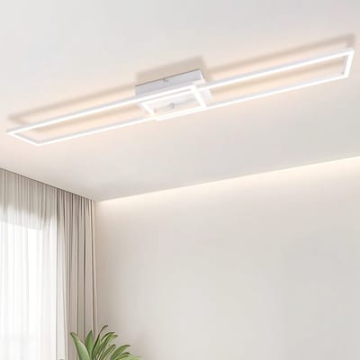 NETTLIFE Plafondlamp LED - wit - 2 Lichts - rechthoekig - 3000K Warm wit Licht - modern Woonkamerlamp 102.5cm - voor Slaapkamer | Keuken | Gang - 32W