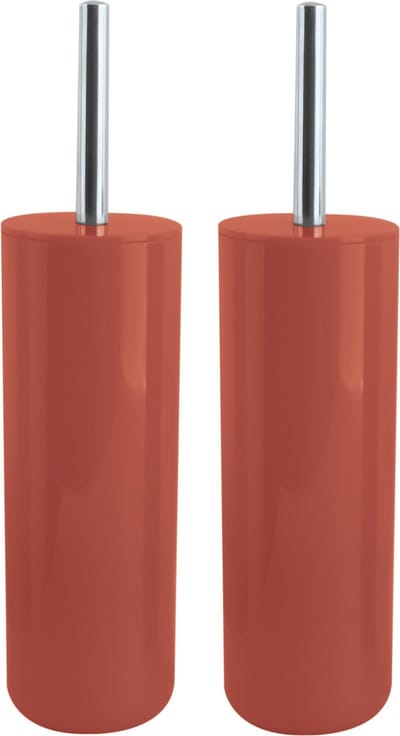 MSV Porto Toilet/wc - 2x - borstel in houder - kunststof - terracotta - 38 cm