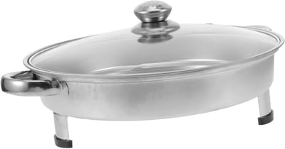 Buffetpan Met Deksel - Chafing Dish - Feestelijk Serveren - Roestvrij Staal Glas - 36x30CM - Zilver