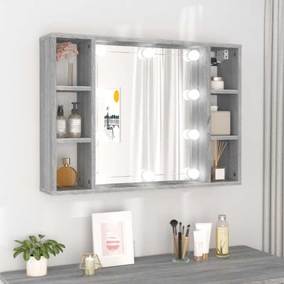 vidaXL - Spiegelkast - met - LED-verlichting - 76x15x55 - cm - grijs - sonoma - eiken