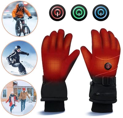 Verwarmde handschoenen voor dames en heren – Waterdichte en winddichte winterhandschoenen met verwarming – Thermische elektrische skihandschoenen met touchscreen – DC plug-in verwarmingsfunctie