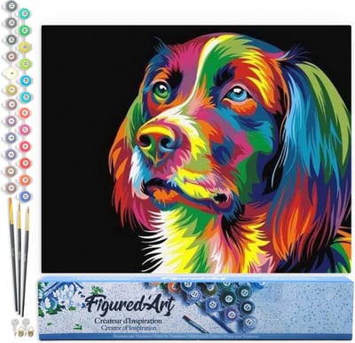 Figured'Art Schilderen op Nummer Volwassenen canvas Hond Pop Art - Handwerk acrylverf Kit DIY Compleet - 40x50cm zonder frame