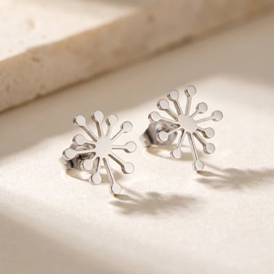 Lundholm Claudia Oorknopjes Dames Zilverkleurig – Premium Stainless Steel – Dandelion Oorknopjes – Paardenbloem Bloem Oorbellen Dames – 1.2 cm – Scandinavisch Design