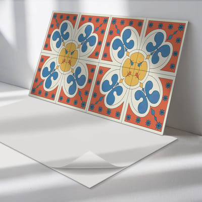 Wallfluent Vinyl Wandpaneel - Stijlvol bloemenpatroon Vinyl Wandbekleding - 100 cm x 50 cm - Blauw PVC wandpaneel - Verpakking van 1 stuk - Rechthoekig Wandbekleding Vinyl - Texturen Wandpaneel - Zelfklevend Muurpaneel - Wandpaneel Keuken en Badkamer