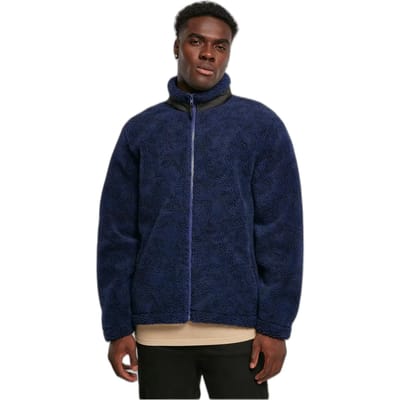 Urban Classics - AOP Damast Sherpa Jacket - XXL - Donkerblauw