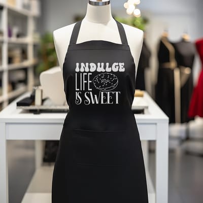 Verstelbaar kookschort, unisex, met 2 Zakken Vloeistof Druppel Waterbestendig Koken Keuken Restaurant Bar Schilderen BBQSchort, voor diverse doeleinden, Zwart Schorten Koksschort Unisex Schorten voor Vrouwen en mannen , indulge life is sweet