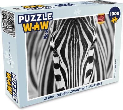 Puzzel Zebra - Dieren - Zwart wit - Portret - Legpuzzel - Puzzel 1000 stukjes volwassenen