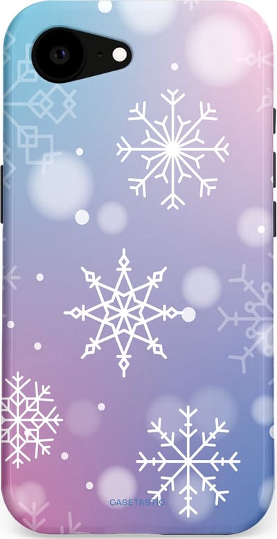 Casetastic hoesje geschikt voor Apple iPhone 16e / Apple iPhone 17e - MagSafe - Dubbellaagse bescherming - Snowy Winter Gloed - Fashion Case - Lila Lichtgrijs Lichtblauw Lichtroze