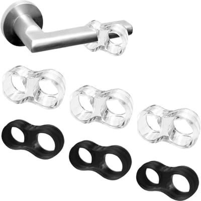 6x Deurstopper 8-vormig - Bescherming voor Muren en Deurgrepen (Transparant & Zwart)