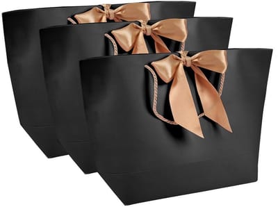 Allecto - Zwarte Papieren Zakken - Cadeauzakjes voor Feestdagen - Hoogwaardige Kwaliteit - 10 Stuks - Handige Draagzakjes - Perfect voor Cadeaus - ...