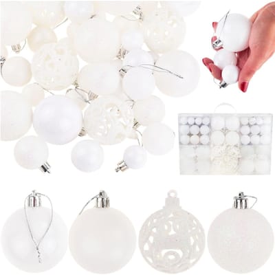 XXL Wit Kerstballen Set 100 stuks - Diverse Maten & Designs