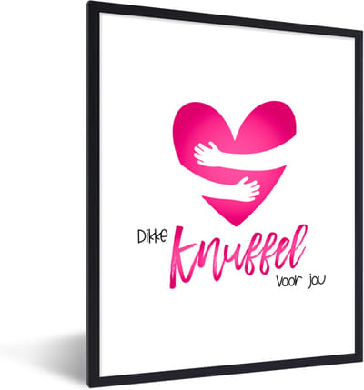 Fotolijst incl. Poster - Beterschap - Spreuken - Roze - Knuffel - 30x40 cm - Posterlijst