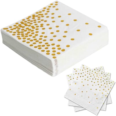 Dailygoods- Servetten 60 Stuks - Papieren Servetten - Gouden Dots - Wegwerp Servetten - Elegante Party Servetten - Hoogwaardige Absorptie - Feestservetten