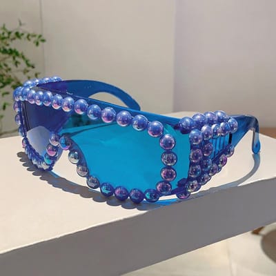 Retro Stijl Designer Oversized Vierkant Vormig Parel Zonnebril Voor Vrouwen Voor Voor Mannen Populair Premium Zonlicht Bril Punk Grote Vormige Montuur As The Picture