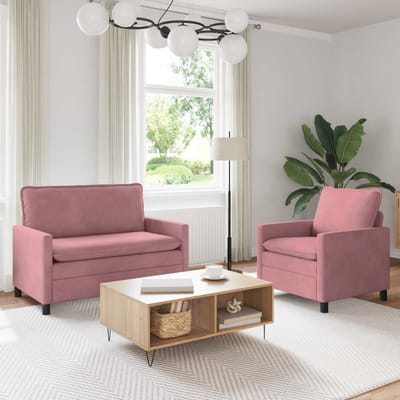 vidaXL - Bankstel - 2 - st - Roze - Fluweel
