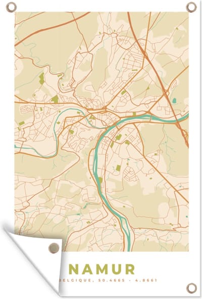 Muurdecoratie Stadskaart - Plattegrond - Kaart - Namen - Vintage - 120x180 cm - Tuinposter - Tuindoek