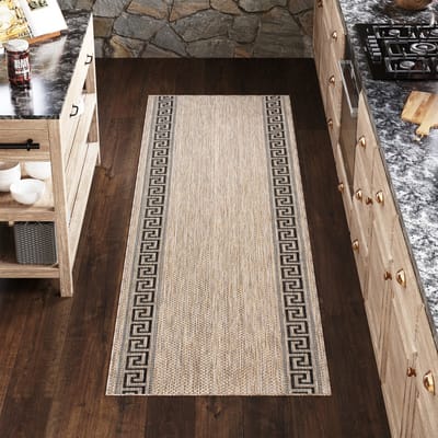 Tapiso Melissa Loper Laagpolig Beige Bruin Modern Indoor Outdoor Vloerkleed Maat- 70x200