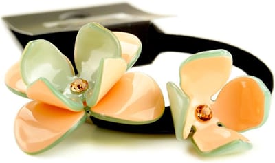 Exclusief Haarelastiek met twee Camelia's in geschenkdoos (poeder-olive)