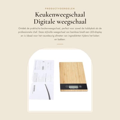 Dailygoods- Keukenweegschaal LED Display - Keukenweegschaal Bamboo - Digitale Keukenweegschaal - Duurzaam en Veilig - Herbruikbaar en Niet-toxisch - Automatische Uitschakeling - Digitale Weegschaal