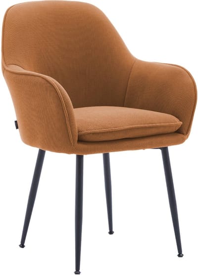 sweeek - Corduroy fauteuil met matzwarte metalen poten, b 57 x d 59 x h 84,5