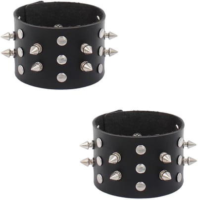 Dailygoods- Polsbandjes 2 Stuks - Vintage Stijl Lederen - Punk Rock Armbanden - Unisex Boho Chic - Huidvriendelijk - Krasbestendig en Slijtvast