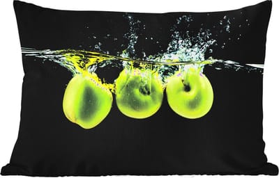 Buitenkussens - Tuin - Appels - Fruit - Water - Zwart - Groen - 50x30 cm