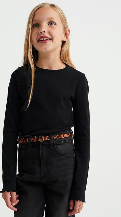 WE Fashion Meisjes T-shirt van ribstof