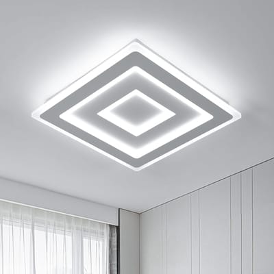 Witte LED moderne vierkante plafondlamp, 42W acryl LED-plafondlamp voor slaapkamer, woonkamer, hal, badkamer, keuken