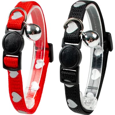 Duvoplus - Halsband Voor Dieren - Kat - Kattenhalsband Hartjes Reflecterend 20-30cm / 10mm Gemengde Kleuren - 1st