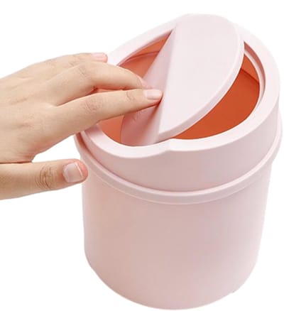 Mini Prullenbak - Afvalbakje Deksel - Bureau Aanrecht - Geurwerend Klapdeksel - 16.5 x 13 x 13 cm - Roze