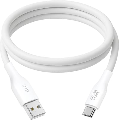 Telefoon oplader - Usb A naar usb C - Oplaadkabel - Datakabel - Oplader - Past op oude usb stekker - Usb lader - Sterk - Dik - 2 meter - Lang - Wit