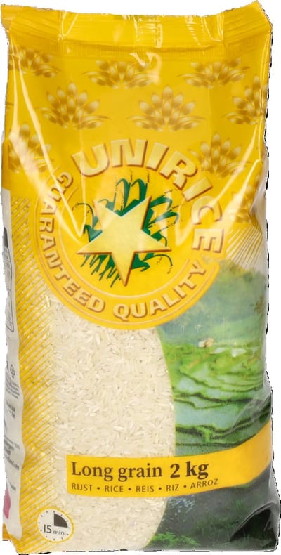 Unirice® | 4 x 2 kg Long grain rice | langgraan rijst | extra lange rijstkorrel | multipack