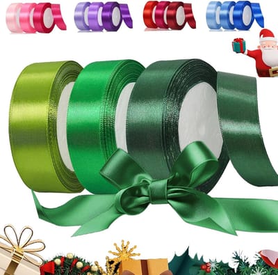 Satijnen lint groen, 25 mm, cadeaulint, breed, lint om te verpakken, decoratielint voor geschenkverpakking, knutselwerk, verjaardag en bruiloftsdecoratie, 22 m per rol
