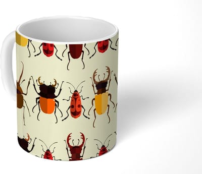 Mok - Koffiemok - Kever - Patronen - Insecten - Mokken - 350 ML - Beker - Koffiemokken - Theemok