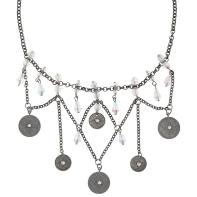 Behave – Ketting met iriserende kralen – Antiek zilverkleur boho look