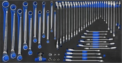 SW-Stahl Z3011-5 Assortiment werkplaatswagens, schroef- en ratelsleutels, 57-delig I Gereedschapswagen-inzetstukken I Professionele werkplaatsuitrusting I Gereedschapsinzet uitgerust voor voertuigen I