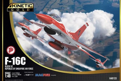 Kinetic Modelbouwpakket Militaire voertuigen - 48133 F-16C Block 52 ‘Black Knights’ - Republic of Singapore Air Force - Straaljager Plastic - 1:48 - Modelbouw